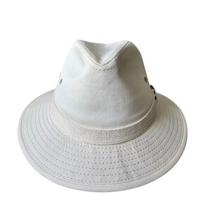 J Hats Men's Canvas Fedora Ivory White Vintage Hat Gift Ideal 100% Cotton Small